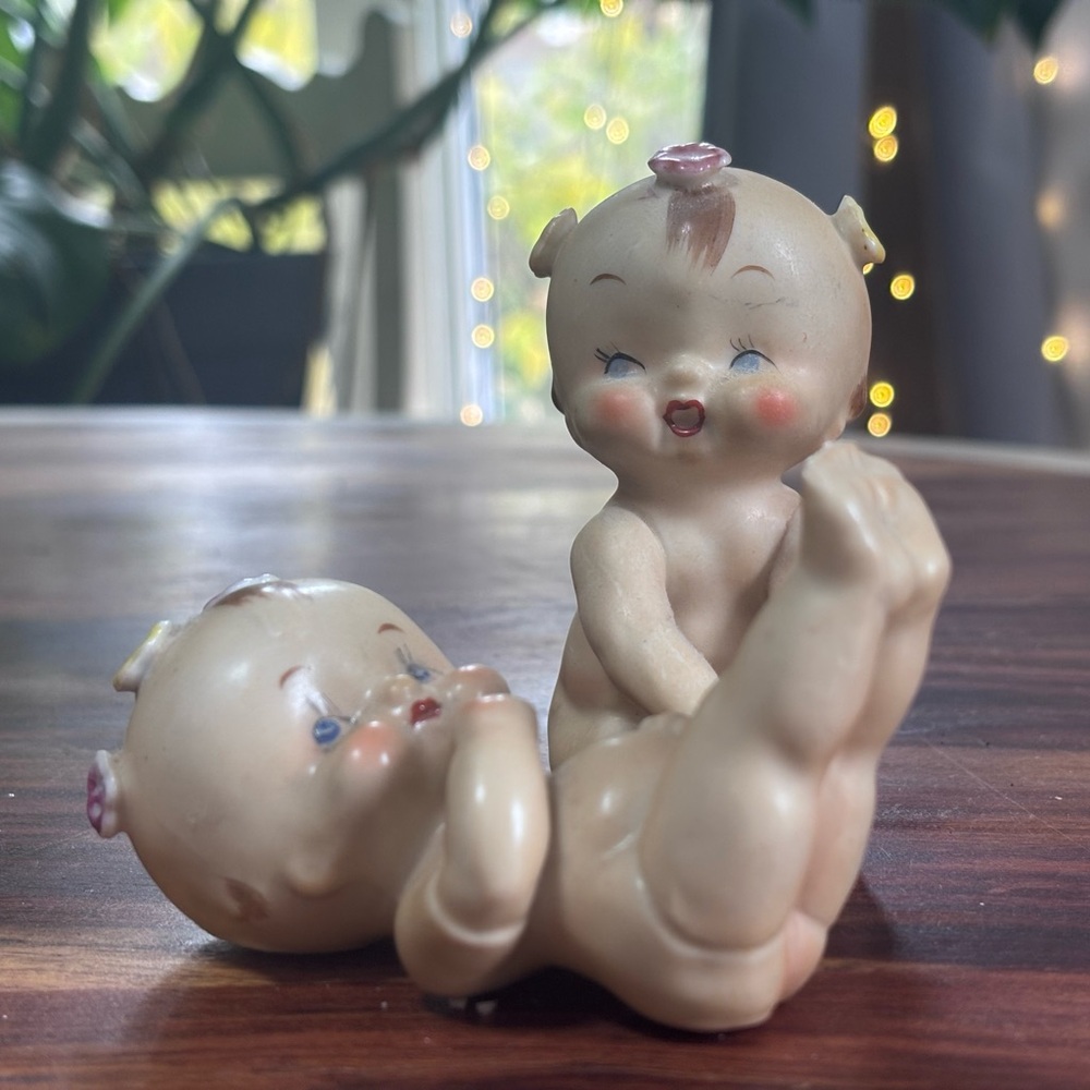 Adorable Cream Ceramic Figurine